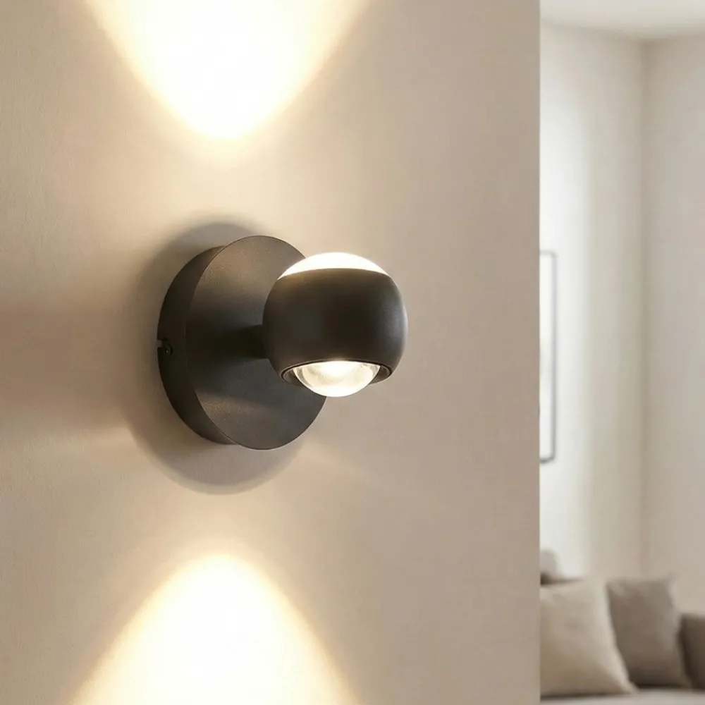 Applique Da Parete-Selezionato da Mazzolaluce Applique sfera nero led 5w biemissione da 2700k a 65000k con telecomando