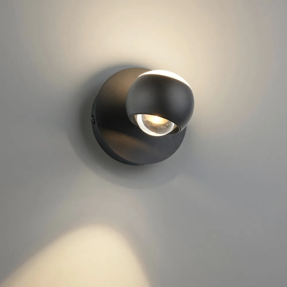 Applique Da Parete-Selezionato da Mazzolaluce Applique sfera nero led 5w biemissione da 2700k a 65000k con telecomando