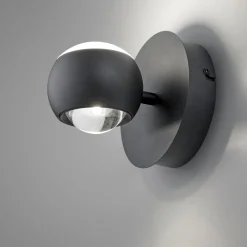 Applique Da Parete-Selezionato da Mazzolaluce Applique sfera nero led 5w biemissione da 2700k a 65000k con telecomando