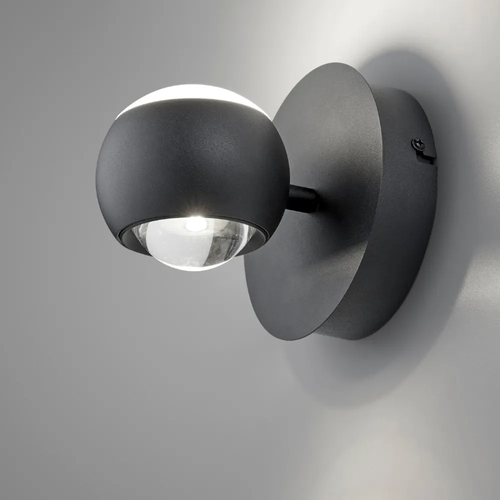 Applique Da Parete-Selezionato da Mazzolaluce Applique sfera nero led 5w biemissione da 2700k a 65000k con telecomando