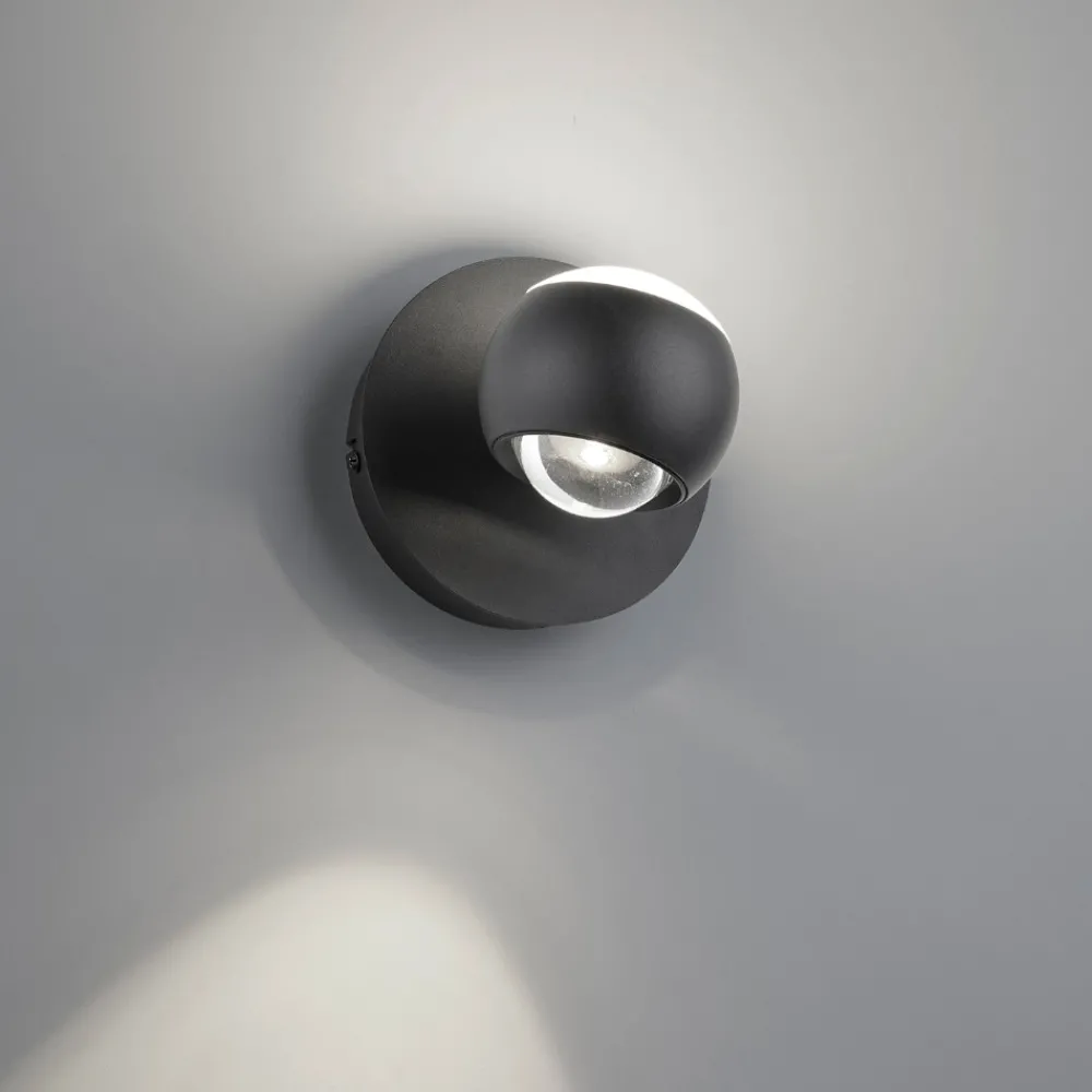 Applique Da Parete-Selezionato da Mazzolaluce Applique sfera nero led 5w biemissione da 2700k a 65000k con telecomando
