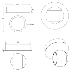 Applique Da Parete-Selezionato da Mazzolaluce Applique sferico bianco led 5w da 2700k a 6500k con telecomando