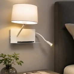 Applique Camera Da Letto-Selezionato da Mazzolaluce Applique sinistra mensola presa usb paralume bianco camera da letto