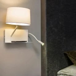 Applique Camera Da Letto-Selezionato da Mazzolaluce Applique sinistra mensola presa usb paralume bianco camera da letto