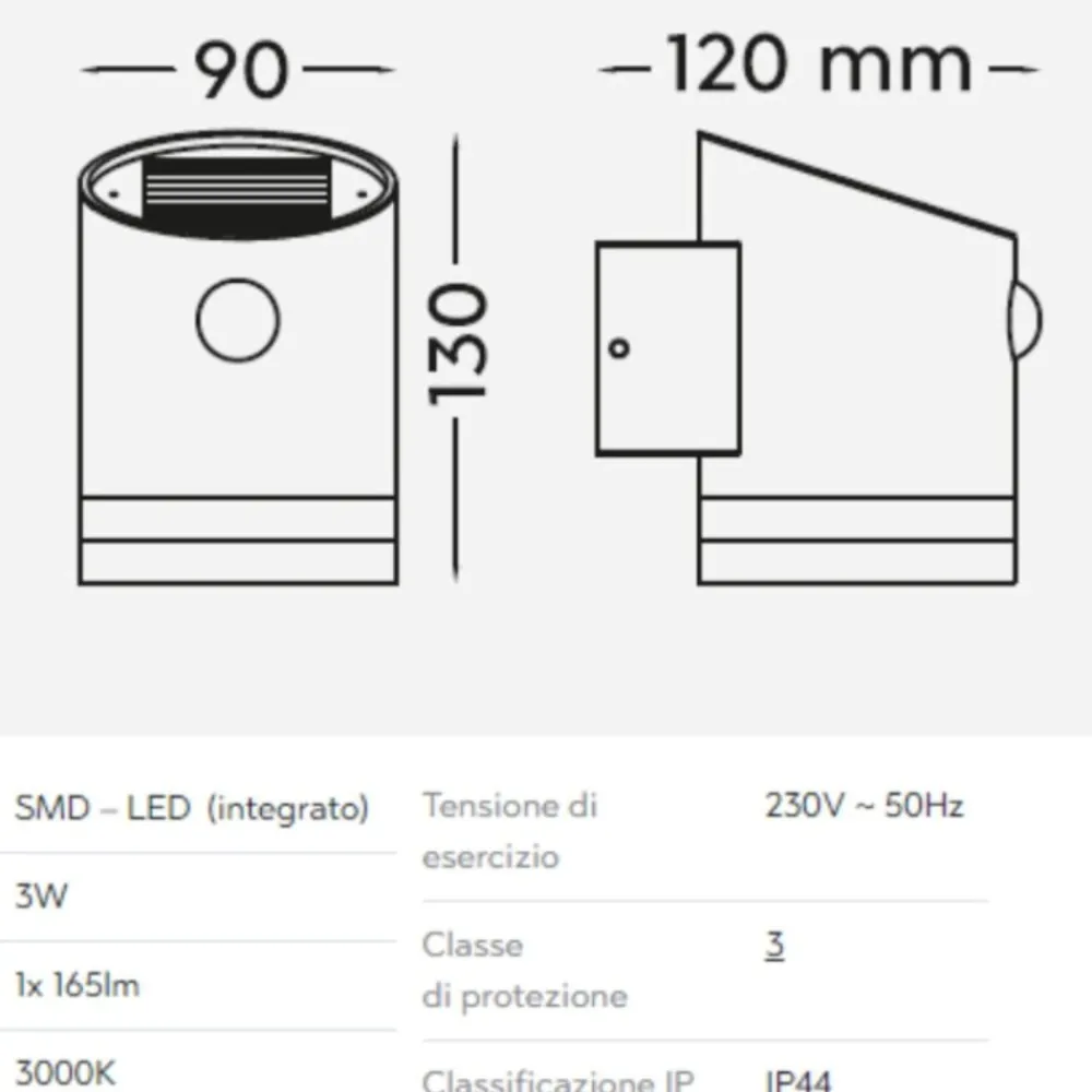 Applique Da Esterno-Selezionato da Mazzolaluce Applique solare per esterno led 3w 3000k con sensore di movimento