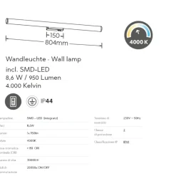Applique Da Bagno-Selezionato da Mazzolaluce Applique specchio bagno 80cm cromo led 8w 4000k