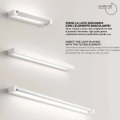 Applique Da Parete-Perenz Illuminazione Applique sway girevole bianco led 23w 3000k 4000k 6000k perenz