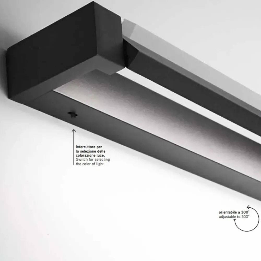 Applique Da Parete-Perenz Illuminazione Applique sway perenz led girevole 34w nero cct 100cm moderno