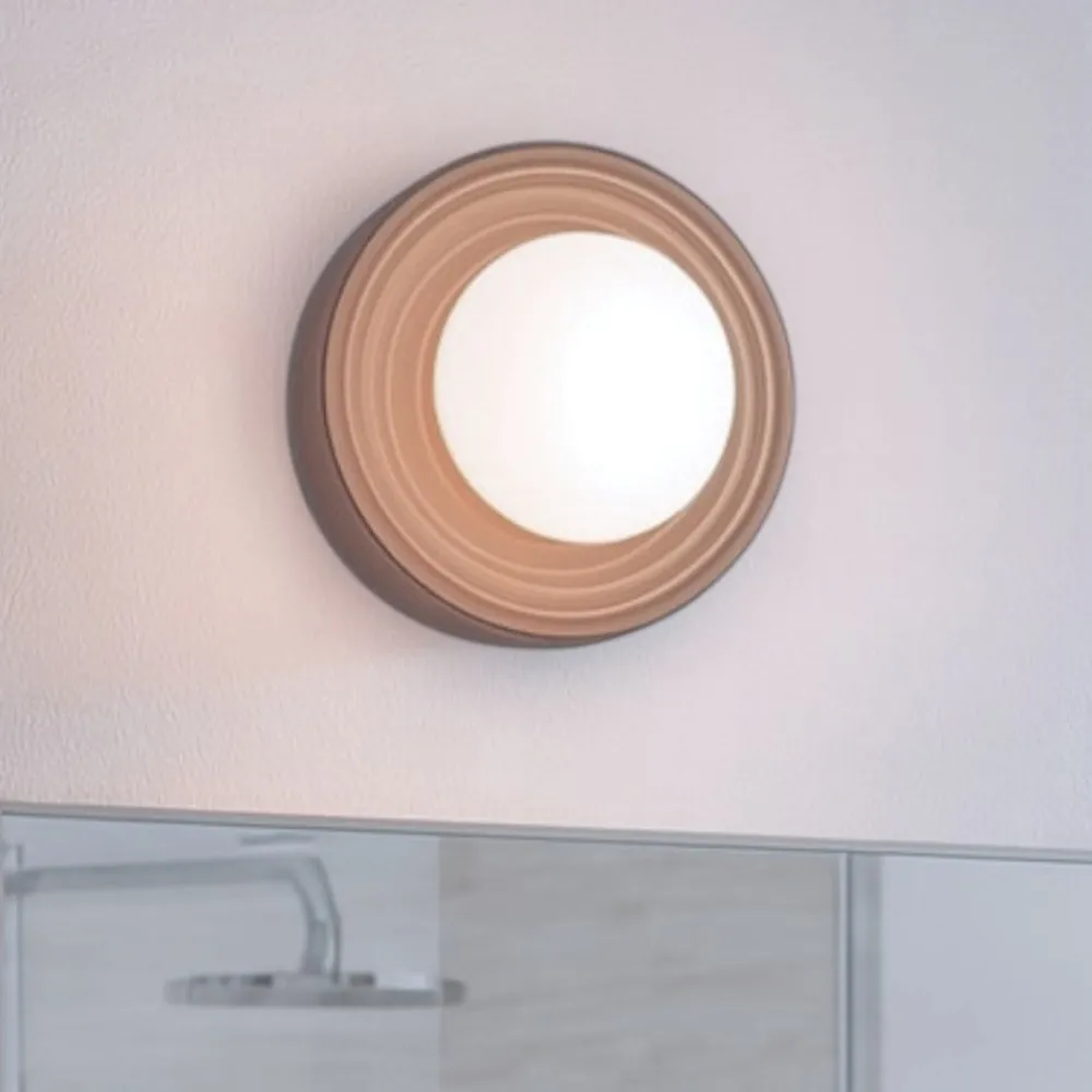 Applique Da Parete-Selezionato da Mazzolaluce Applique tondo moka moderno di porcellana e vetro