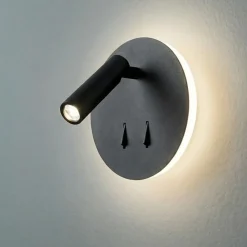 Applique Camera Da Letto-Perenz Illuminazione Applique tondo nera per comodini camera da letto doppia luce plug perenz