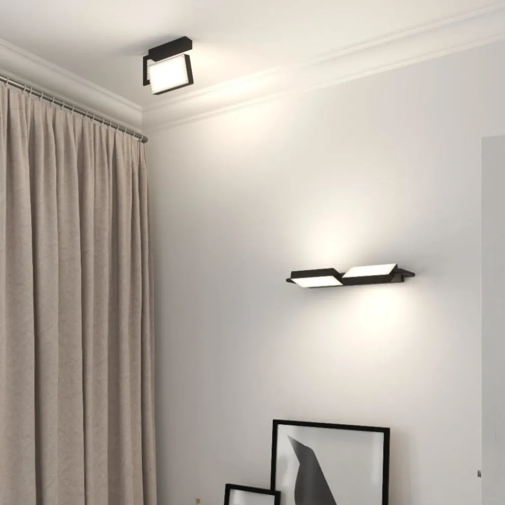 Applique Da Parete-Top Light Applique toplight 2 luci orientabili nera led 38w 3000k 4000k