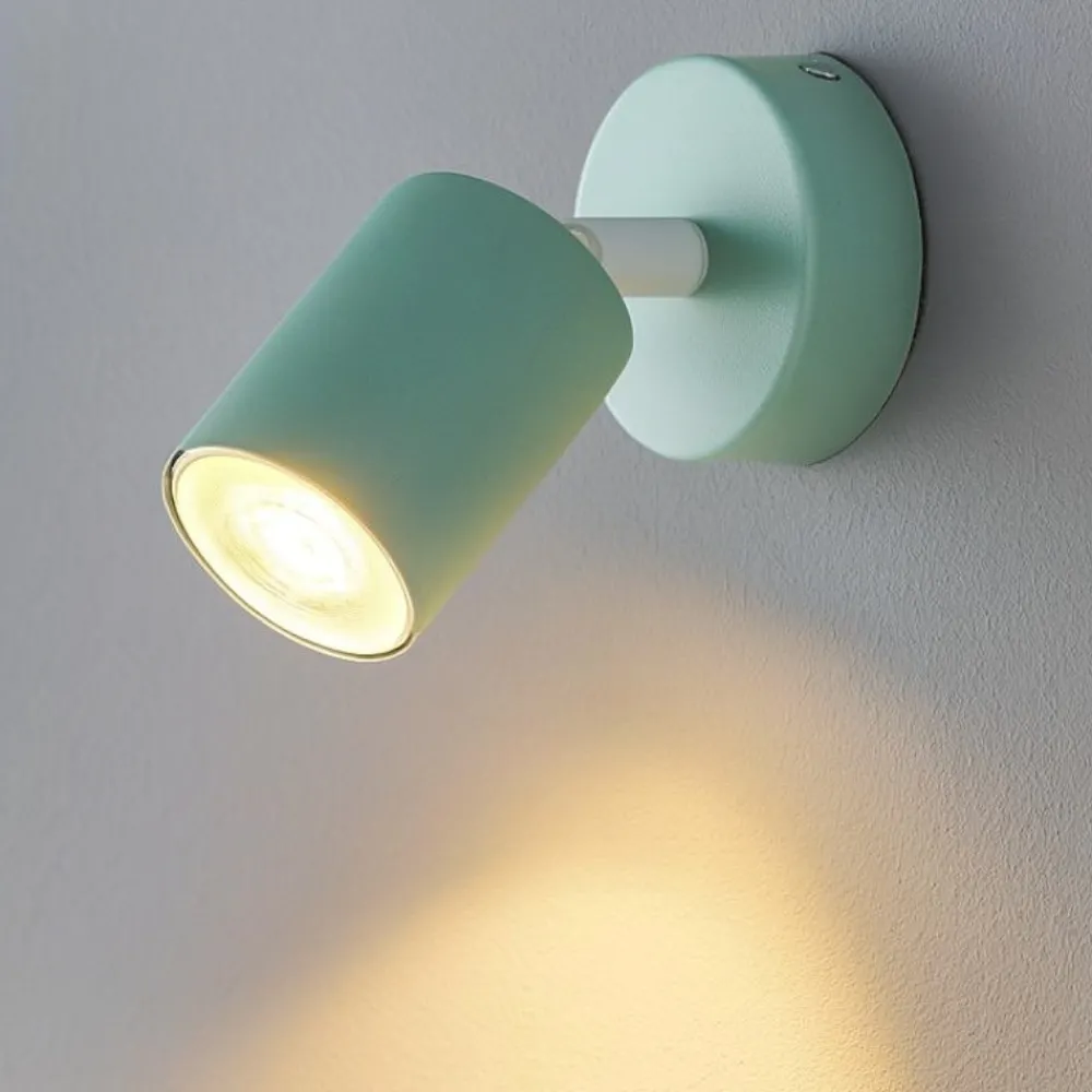 Applique Da Parete-Selezionato da Mazzolaluce Applique verde menta da parete soffitto cilindro orientabile