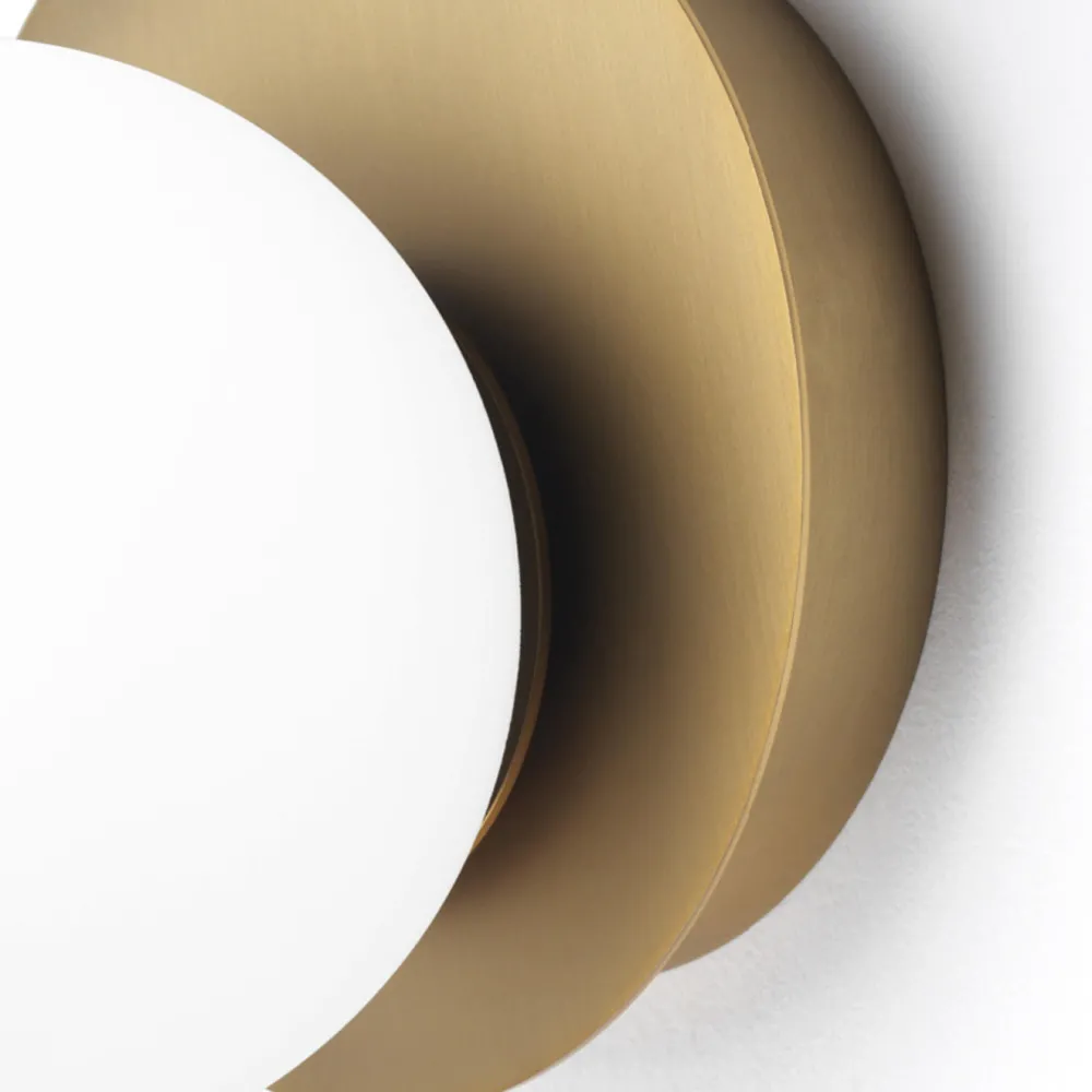 Applique Da Parete-Vivida International Applique vivida pearl led 4w 3000k oro spazzolato sfera vetro bianco