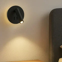 Applique Camera Da Letto-Ondaluce Ap sella applique led orientabile nero tondo