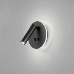 Applique Camera Da Letto-Ondaluce Ap sella applique led orientabile nero tondo