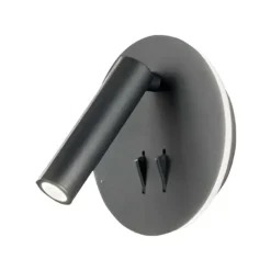 Applique Camera Da Letto-Ondaluce Ap sella applique led orientabile nero tondo