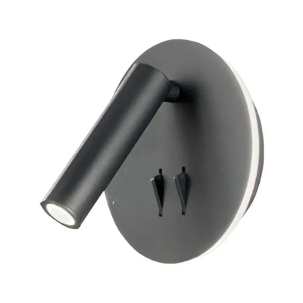 Applique Camera Da Letto-Ondaluce Ap sella applique led orientabile nero tondo