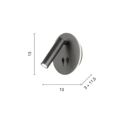 Applique Camera Da Letto-Ondaluce Ap sella applique led orientabile nero tondo