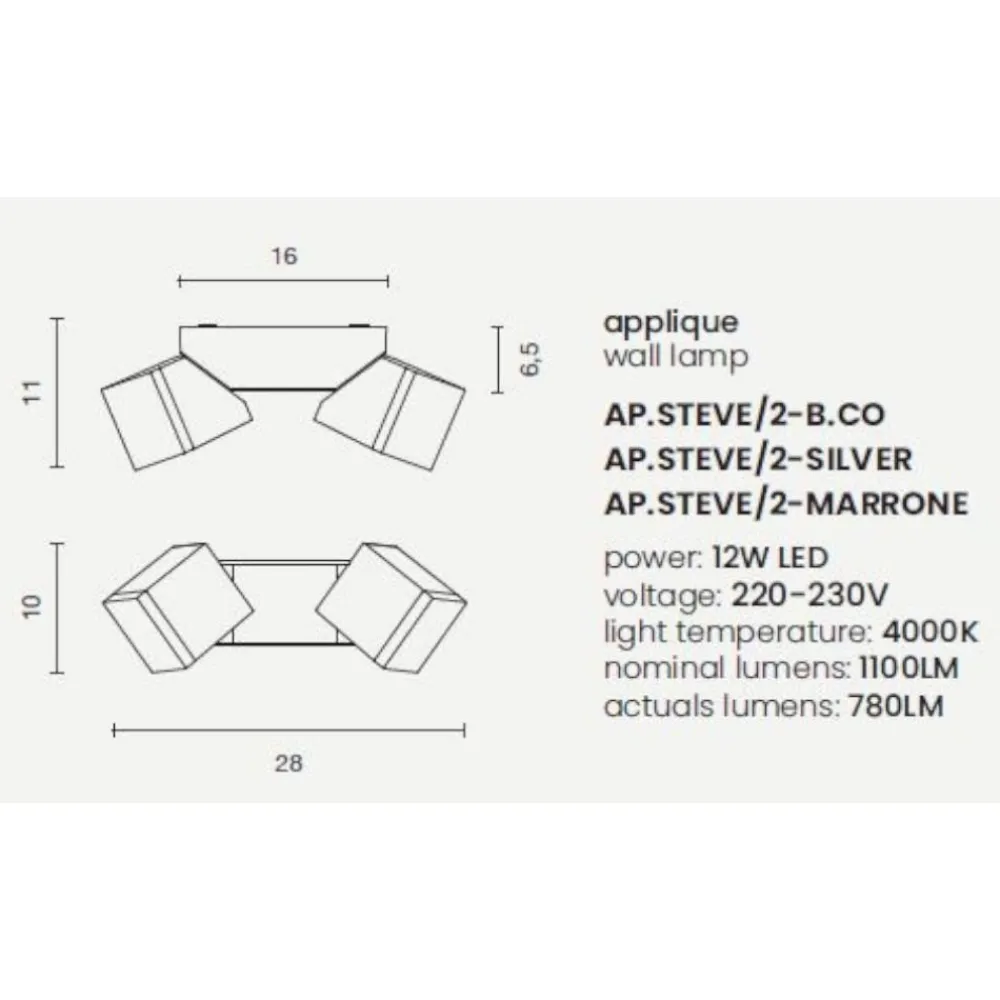 Applique Da Esterno-Ondaluce Ap steve applique da esterno led 12w 4000k orientabili
