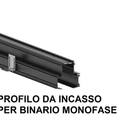 Illuminazione A Binario-Ideal Lux Arca binario da incasso 3mt nero monofase 48v