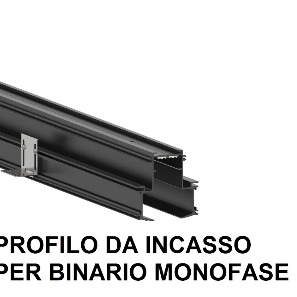 Illuminazione A Binario-Ideal Lux Arca binario da incasso 3mt nero monofase 48v