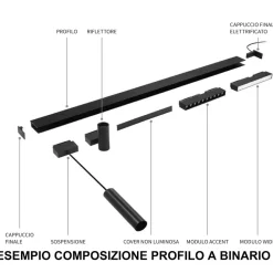 Illuminazione A Binario-Ideal Lux Arca binario da incasso 3mt nero monofase 48v