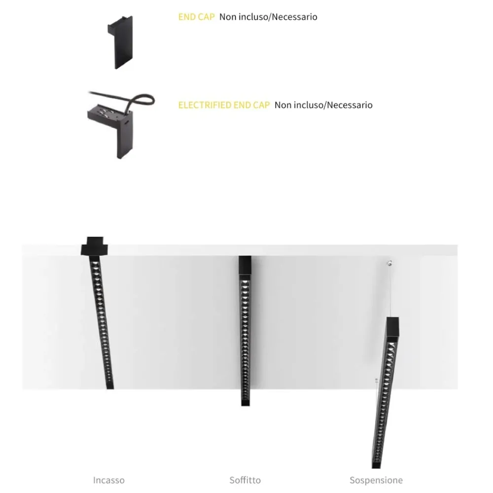 Illuminazione A Binario-Ideal Lux Arca binario da incasso 3mt nero monofase 48v