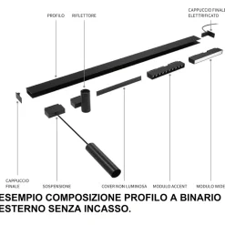 Illuminazione A Binario-Ideal Lux Arca modulo faretti led 48v 15w 3000k nero per binario monofase