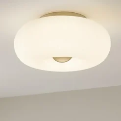 Plafoniere Moderne-Ideal Lux Arizona pl3 plafoniera vetro plissettato ottone