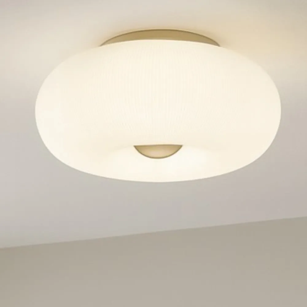 Plafoniere Moderne-Ideal Lux Arizona pl3 plafoniera vetro plissettato ottone