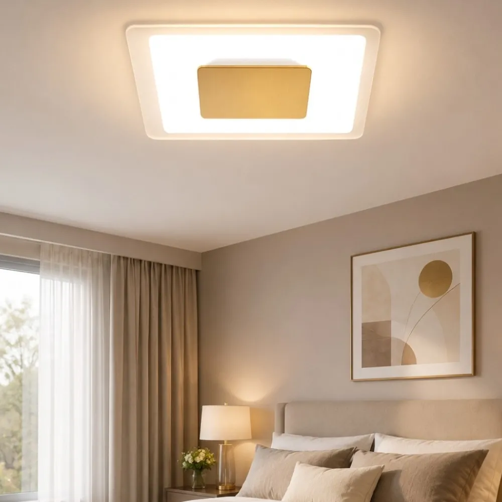Plafoniere Moderne-Linea Light Aruba s plafoniera per camera da letto led 3000k oro