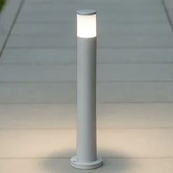 Lampioni Da Giardino-Ideal Lux Atena pt1 grigio lampione da esterno giardino cilindro