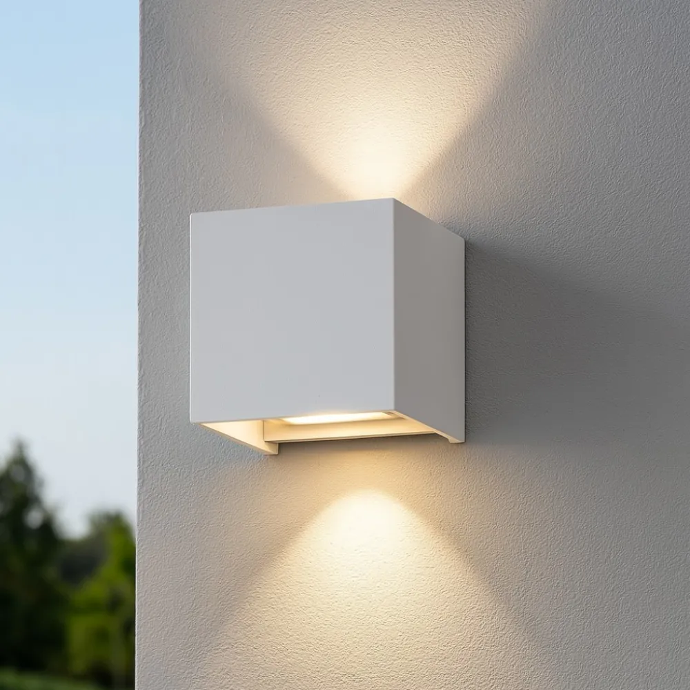 Applique Da Esterno-Ideal Lux Atom ap d10 applique da esterno cubo bianco led 12w 3000k