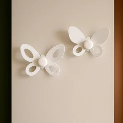Appendiabiti Da Parete-Selezionato da Mazzolaluce Attaccapanni da muro 2 farfalle metallo bianco design