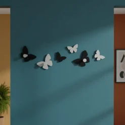 Appendiabiti Da Parete-Selezionato da Mazzolaluce Attaccapanni da muro moderno 6 farfalle legno nero e grigio