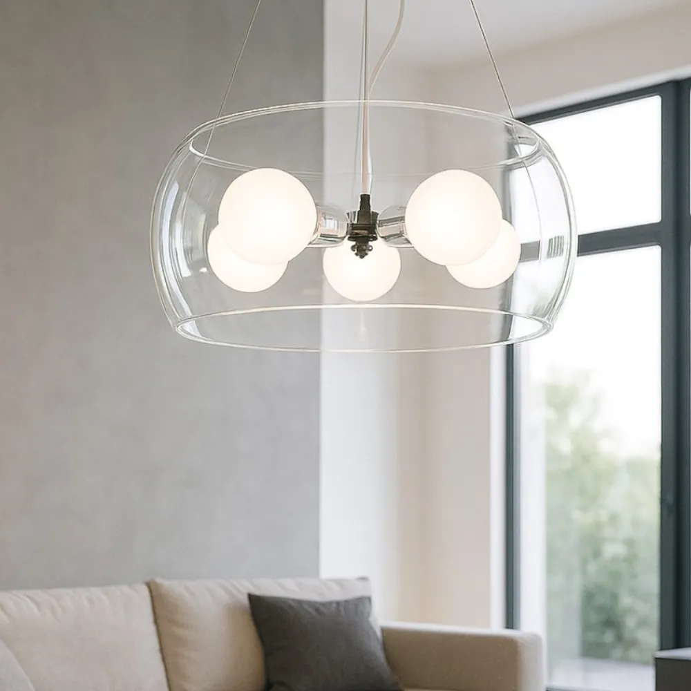 Lampadari Moderni-Ideal Lux Audi10 sp5 fume' lampadario di vetro per soggiorno moderno