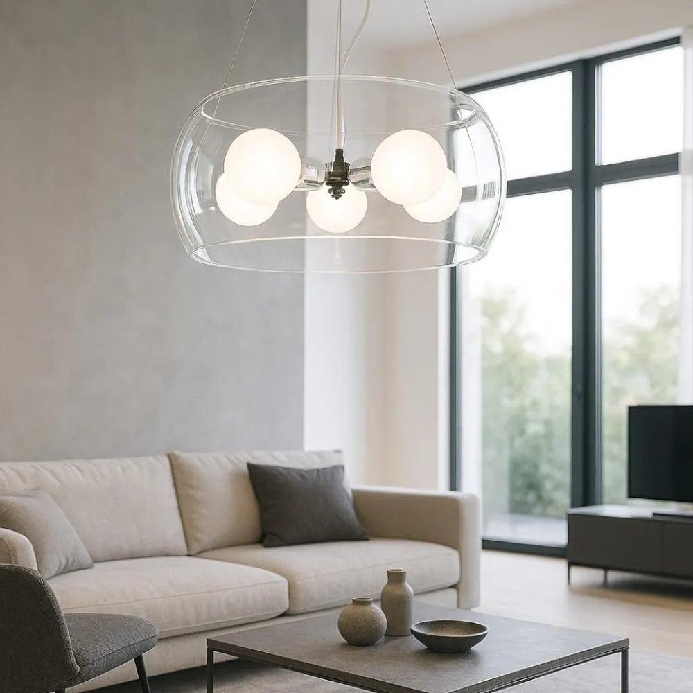 Lampadari Moderni-Ideal Lux Audi10 sp5 fume' lampadario di vetro per soggiorno moderno