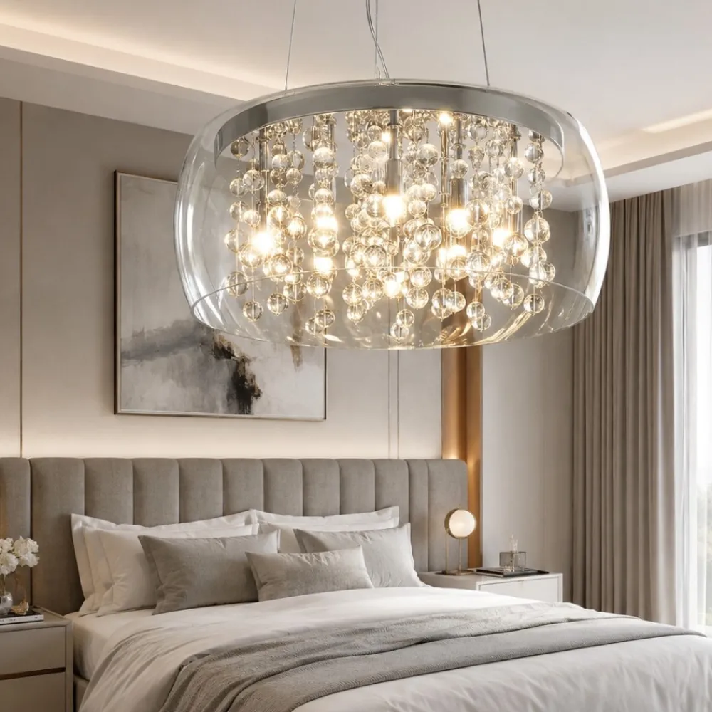 Lampadario Camera Da Letto-Ideal Lux Audi80 sp8 lampadario per camera da letto vetro trasparente