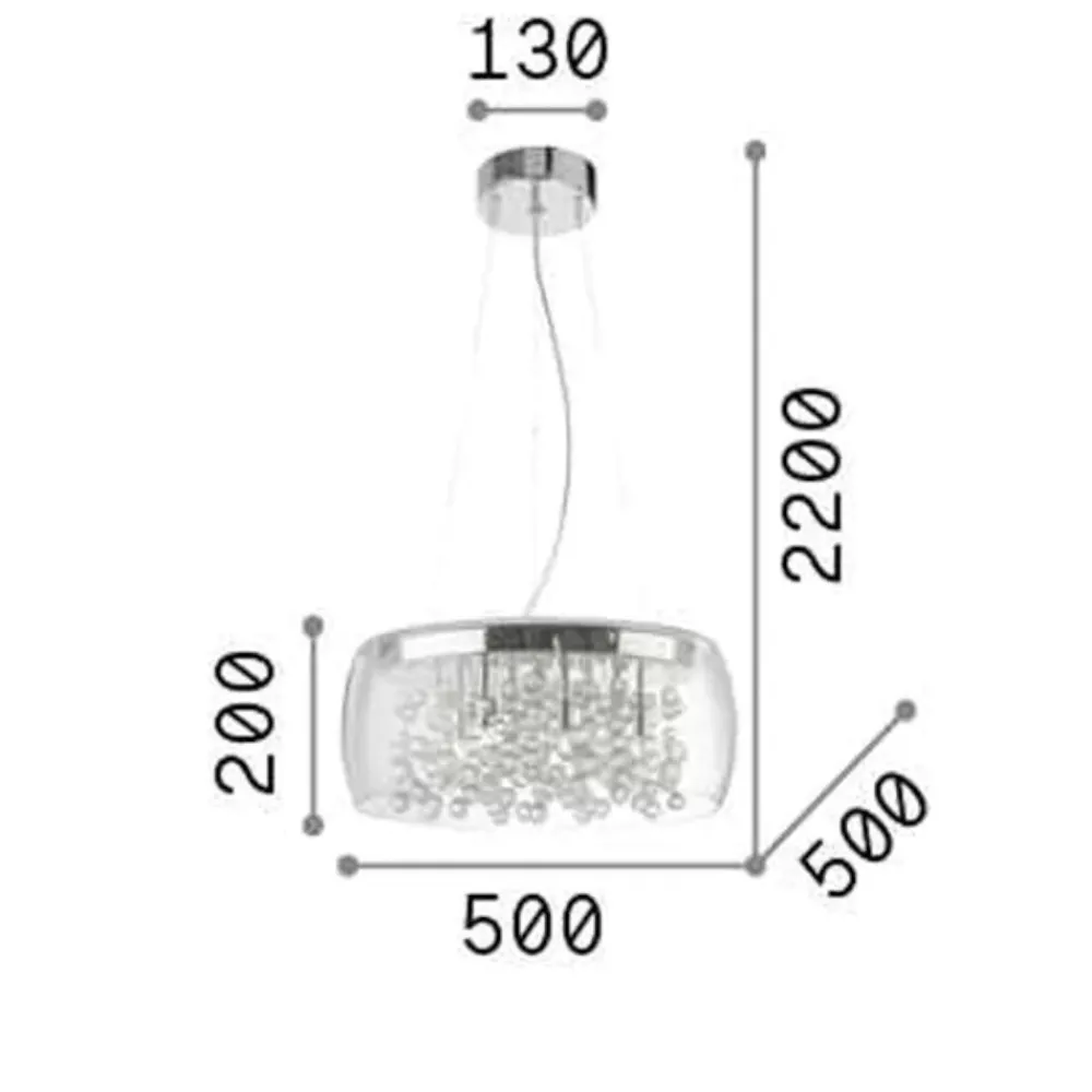 Lampadario Camera Da Letto-Ideal Lux Audi80 sp8 lampadario per camera da letto vetro trasparente