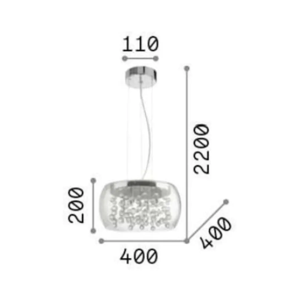 Lampadario Camera Da Letto-Ideal Lux Audi-80 sp5 lampadario stanza da letto vetro cristallo fume'