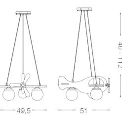 Lampadario Camera Da Letto-Ideal Lux Avion sp3 lampadario per camera da letto aeroplano azzurro