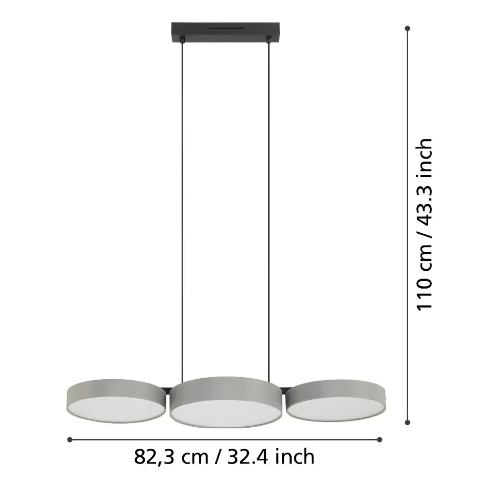Lampadari Cucina-Eglo Barbano z lampadario da cucina 3 luci led rgb da 2700k a 6500k