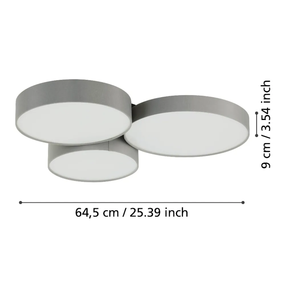 Plafoniere Moderne-Eglo Barbano z plafoniera moderna colore grigio led rgb da 2700k a 6500k