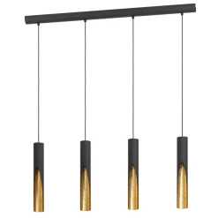Lampadari Moderni-Eglo Barbotto lampadario moderno dorato nero per tavolo soggiorno