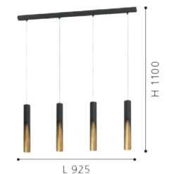 Lampadari Moderni-Eglo Barbotto lampadario moderno dorato nero per tavolo soggiorno