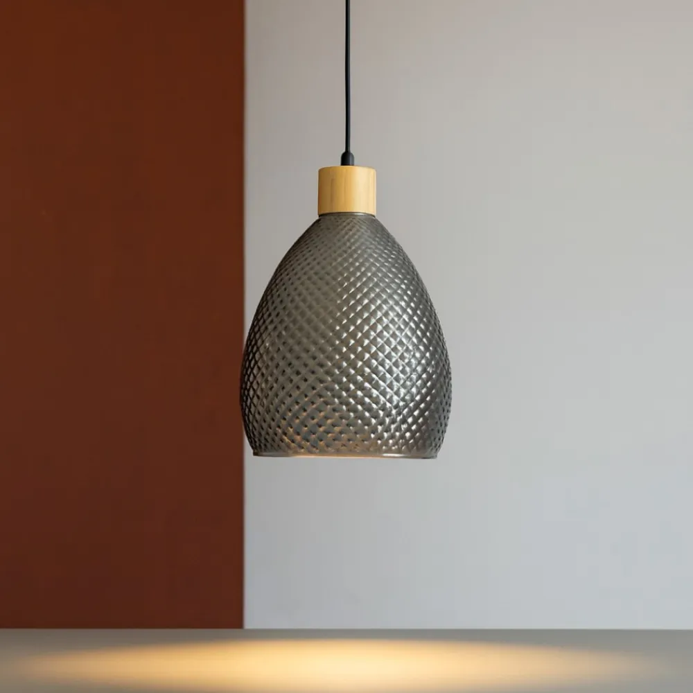 Lampade A Sospensione-Ideal Lux Bergen-1 sp1 lampada a sospensione vetro fume