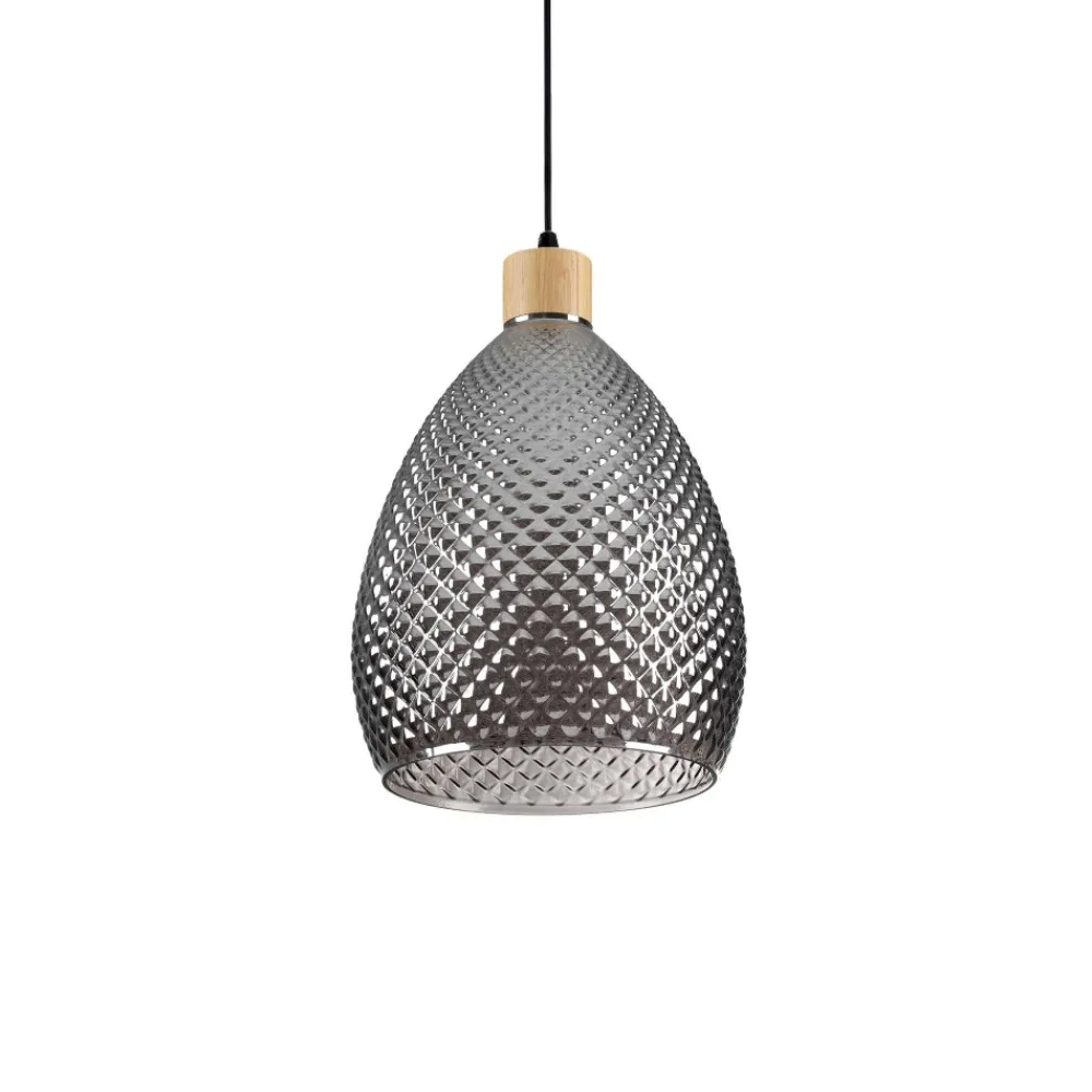 Lampade A Sospensione-Ideal Lux Bergen-1 sp1 lampada a sospensione vetro fume