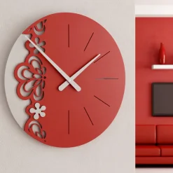 Orologi Da Parete Moderni-Selezionato da Mazzolaluce Big merletto orologio da parete moderno legno colore rubino