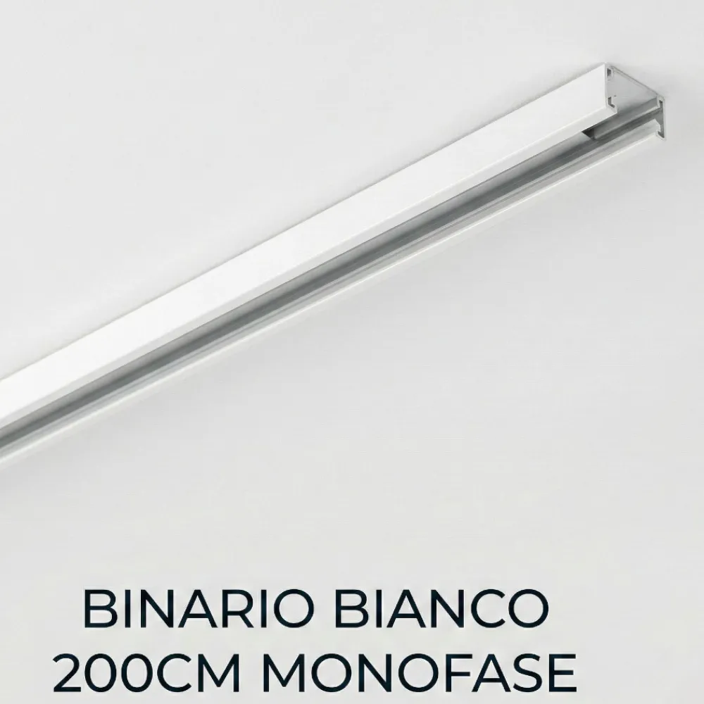 Illuminazione A Binario-Selezionato da Mazzolaluce Binario 2mt monofase bianco con connettore e tappo