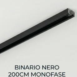 Illuminazione A Binario-Selezionato da Mazzolaluce Binario 2mt monofase nero con connettore e tappo